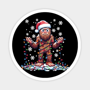 Funny Bigfoot Santa Christmas Lights Mishap Magnet